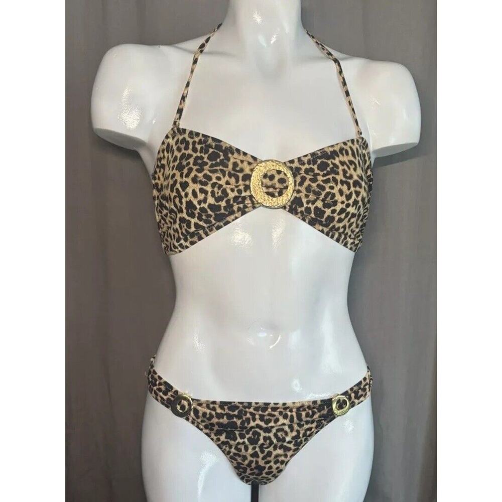 PHAX bikini swimsuit Animal Print Gold Accents Women’s 2 Piece Size Large